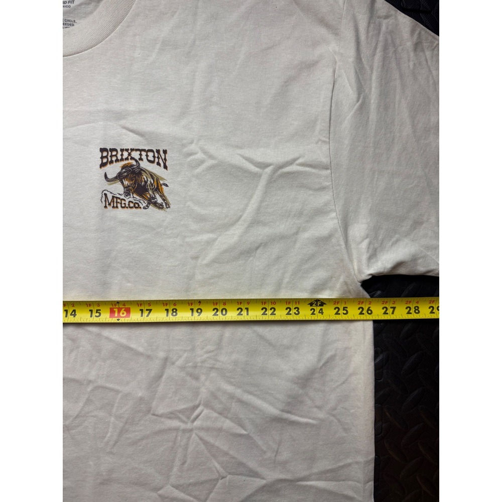 Brixton MFG Co Mens XXL Cream Charging Bull Graphic T-Shirt Standard Fit Cotton - Picture 5 of 8